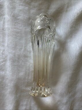 Vintage Crystal Vase with Decorative Etched Roses